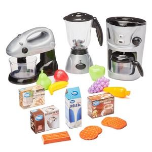 18 Pieces Kids Kitchen Play Set Coffee Maker Blender Food Mixer Toy Accessories